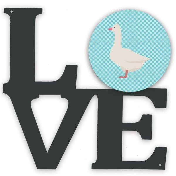 11.5 x 11.75 in. Roman Goose Blue Check Metal Artwork Love Wall Decor, Carolines Treasures, Mfr#: BB8072WALV